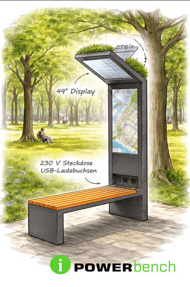 iPOWERbench – Smarte Sitzbank mit Display und Solarmodul